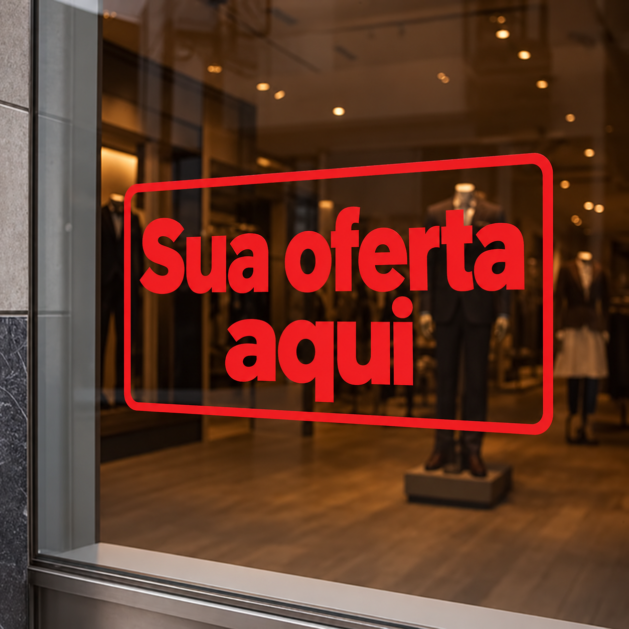 Adesivo promocional aplicado em uma vitrine